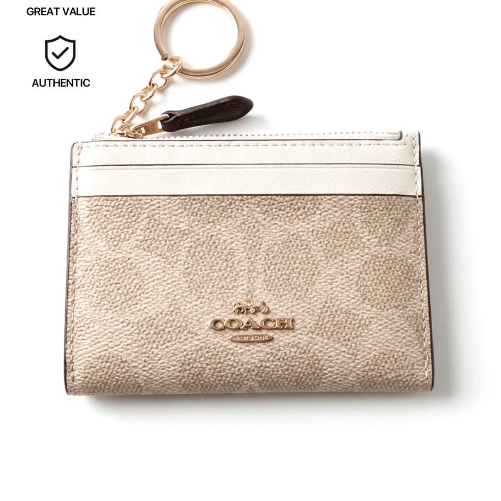 Coach Beige And Cream Key Card Holder